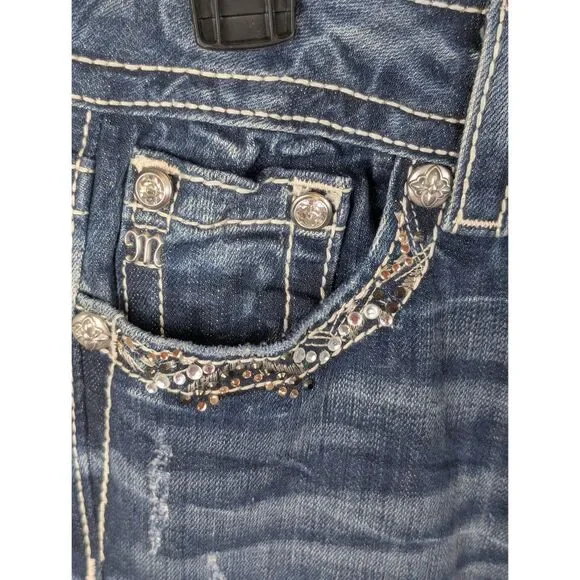 Miss Me Signature Boot Jeans JE8228BL Women's Size 28 - Picture 5 of 13